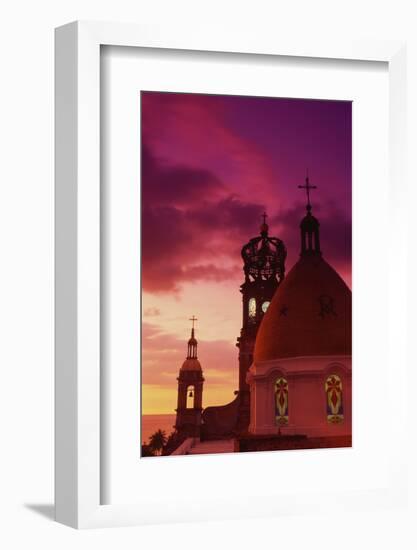 Exterior View of the Church of Guadalupe at Sunset-Randy Faris-Framed Photographic Print