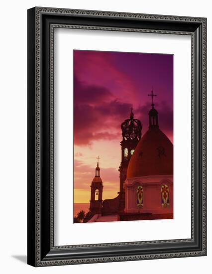 Exterior View of the Church of Guadalupe at Sunset-Randy Faris-Framed Photographic Print