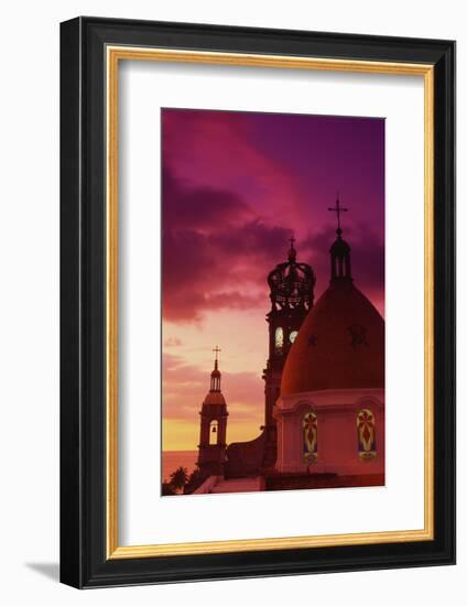 Exterior View of the Church of Guadalupe at Sunset-Randy Faris-Framed Photographic Print