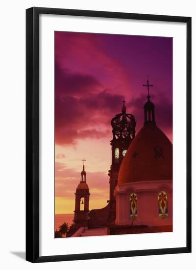 Exterior View of the Church of Guadalupe at Sunset-Randy Faris-Framed Photographic Print