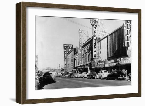 Exterior View of the Gaming Clubs - Reno, NV-Lantern Press-Framed Art Print