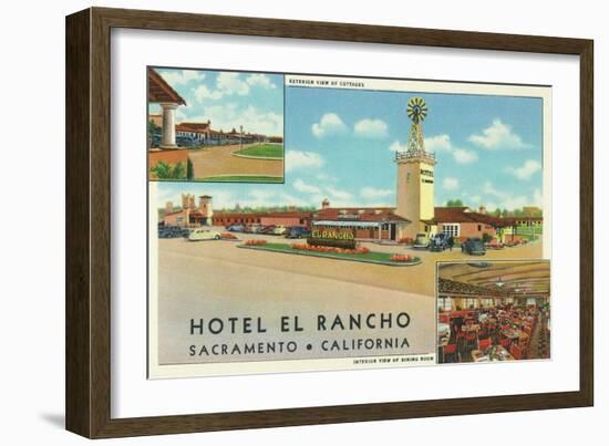 Exterior View of the Hotel el Rancho - Sacramento, CA-Lantern Press-Framed Art Print
