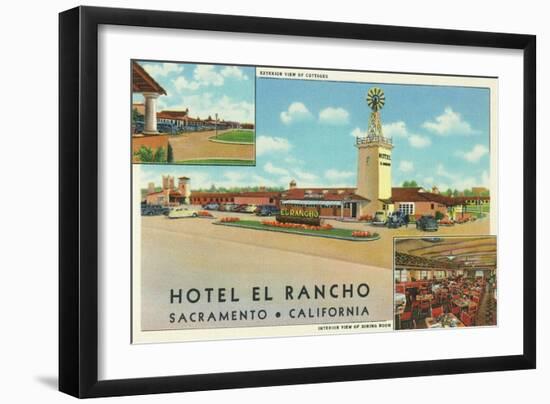 Exterior View of the Hotel el Rancho - Sacramento, CA-Lantern Press-Framed Art Print