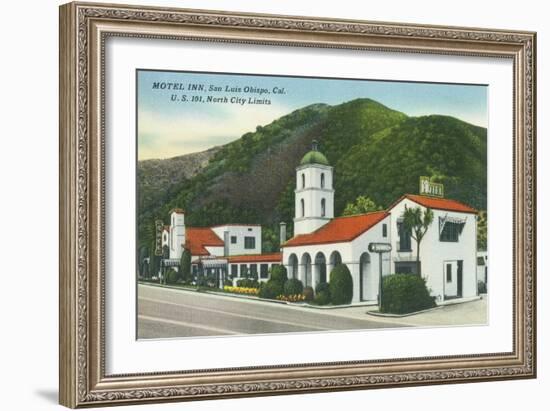 Exterior View of the Motel Inn - San Luis Obispo, CA-Lantern Press-Framed Art Print