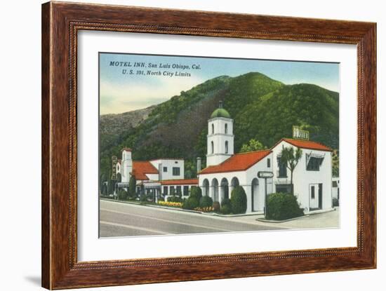 Exterior View of the Motel Inn - San Luis Obispo, CA-Lantern Press-Framed Art Print