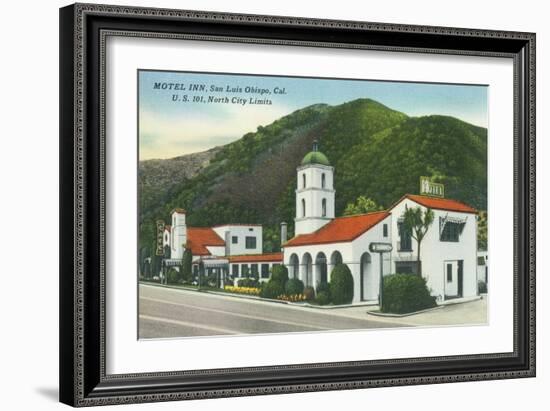 Exterior View of the Motel Inn - San Luis Obispo, CA-Lantern Press-Framed Art Print