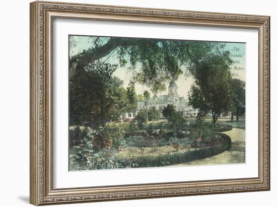 Exterior View of the Peninsula Hotel - San Mateo, CA-Lantern Press-Framed Art Print