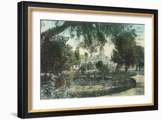 Exterior View of the Peninsula Hotel - San Mateo, CA-Lantern Press-Framed Art Print