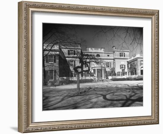 Exterior View of the Roosevelt Family Mansion, Birthplace of Pres. Franklin D. Roosevelt-Margaret Bourke-White-Framed Photographic Print