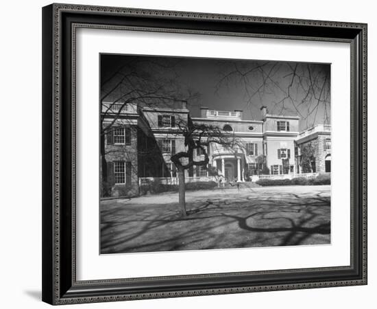 Exterior View of the Roosevelt Family Mansion, Birthplace of Pres. Franklin D. Roosevelt-Margaret Bourke-White-Framed Photographic Print