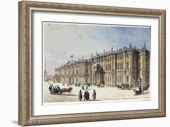 Exterior View of the Saint Petersburg Winter Palace (Marie Taglioni Album), 19Th Century (Watercolo-Unknown Artist-Framed Giclee Print