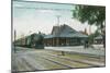 Exterior View of the Southern Pacific Depot - Stockton, CA-Lantern Press-Mounted Art Print