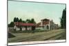 Exterior View of the Southern Pacific Railroad Depot - Burlingame, CA-Lantern Press-Mounted Art Print