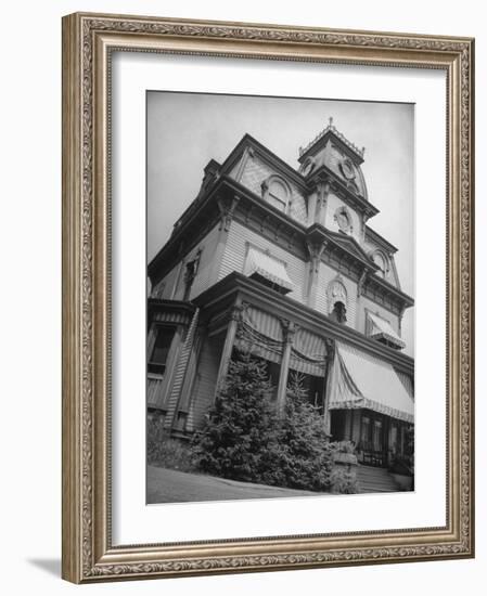 Exterior View of the Victorian-Style House of the Mansard Family in the Hudson River Valley-Margaret Bourke-White-Framed Photographic Print