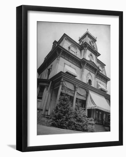 Exterior View of the Victorian-Style House of the Mansard Family in the Hudson River Valley-Margaret Bourke-White-Framed Photographic Print