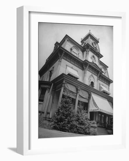 Exterior View of the Victorian-Style House of the Mansard Family in the Hudson River Valley-Margaret Bourke-White-Framed Photographic Print