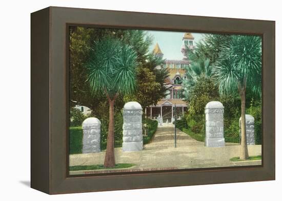Exterior View of the Winchester Home - San Jose, CA-Lantern Press-Framed Stretched Canvas
