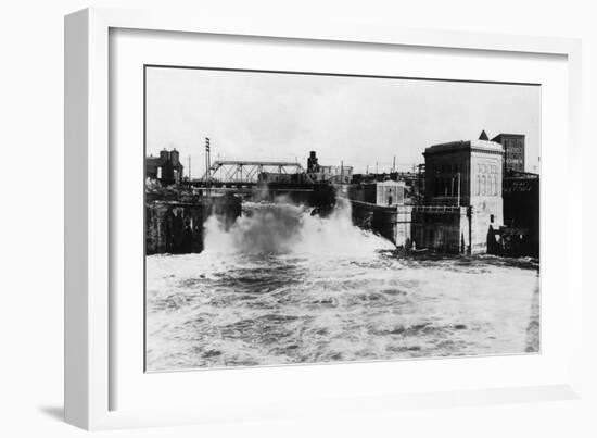 Exterior View of Washington Water Power Plant - Spokane, WA-Lantern Press-Framed Premium Giclee Print
