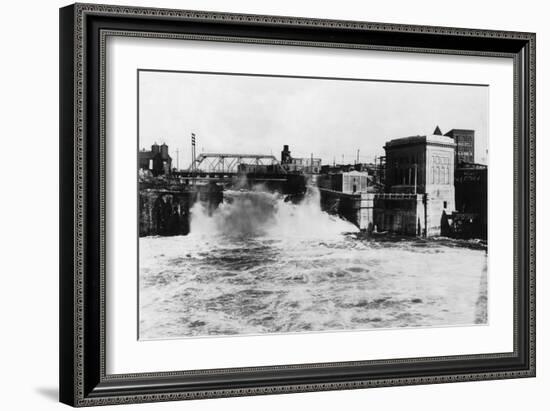 Exterior View of Washington Water Power Plant - Spokane, WA-Lantern Press-Framed Premium Giclee Print