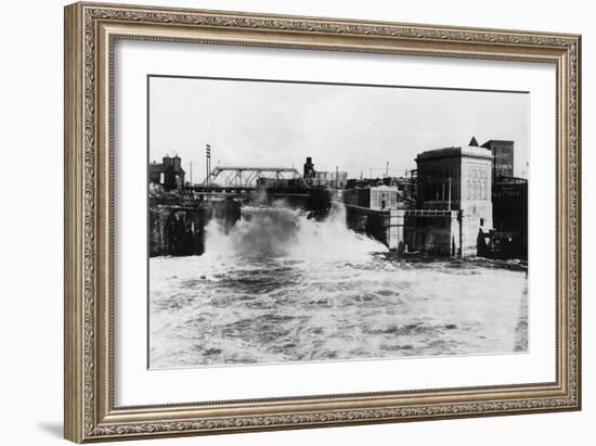 Exterior View of Washington Water Power Plant - Spokane, WA-Lantern Press-Framed Art Print