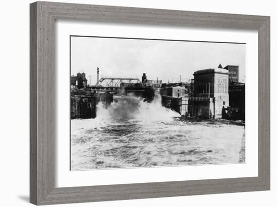 Exterior View of Washington Water Power Plant - Spokane, WA-Lantern Press-Framed Art Print