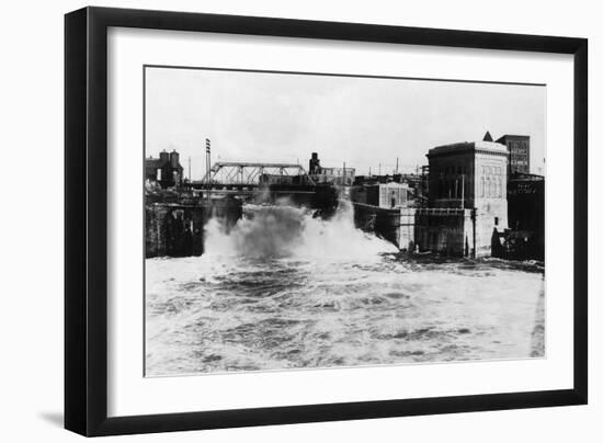 Exterior View of Washington Water Power Plant - Spokane, WA-Lantern Press-Framed Art Print