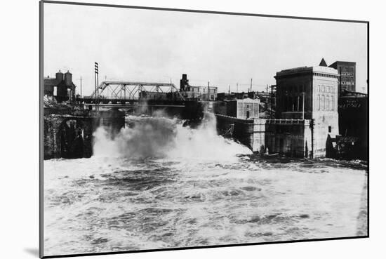 Exterior View of Washington Water Power Plant - Spokane, WA-Lantern Press-Mounted Art Print