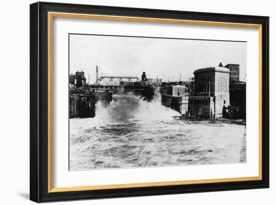 Exterior View of Washington Water Power Plant - Spokane, WA-Lantern Press-Framed Art Print