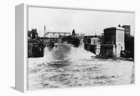 Exterior View of Washington Water Power Plant - Spokane, WA-Lantern Press-Framed Stretched Canvas