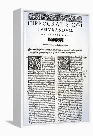 Extract of the Hippocratic Oath in Latin and Greek, 1588 (Vellum)-Italian-Framed Premier Image Canvas