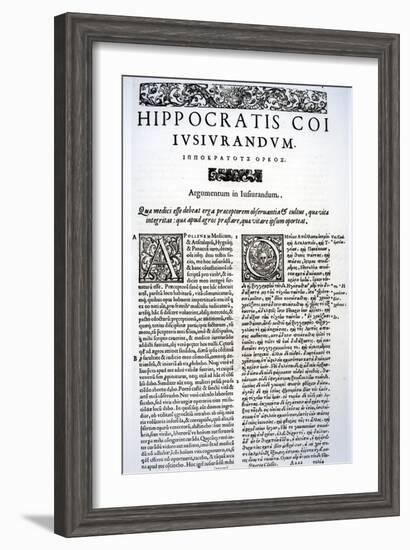 Extract of the Hippocratic Oath in Latin and Greek, 1588 (Vellum)-Italian-Framed Giclee Print