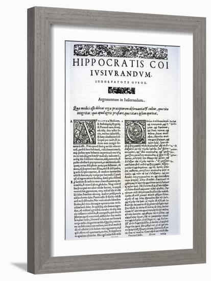 Extract of the Hippocratic Oath in Latin and Greek, 1588 (Vellum)-Italian-Framed Giclee Print