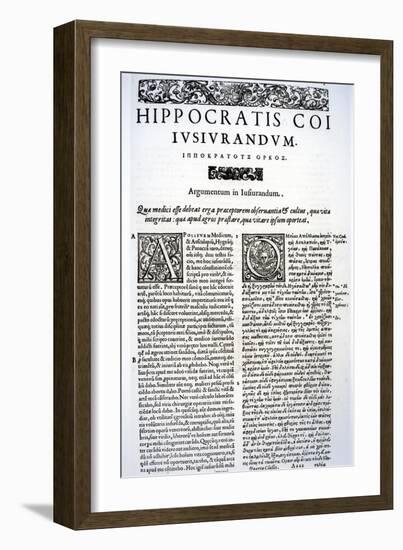 Extract of the Hippocratic Oath in Latin and Greek, 1588 (Vellum)-Italian-Framed Giclee Print