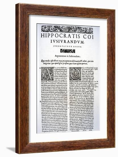 Extract of the Hippocratic Oath in Latin and Greek, 1588 (Vellum)-Italian-Framed Giclee Print