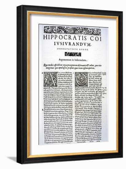 Extract of the Hippocratic Oath in Latin and Greek, 1588 (Vellum)-Italian-Framed Giclee Print