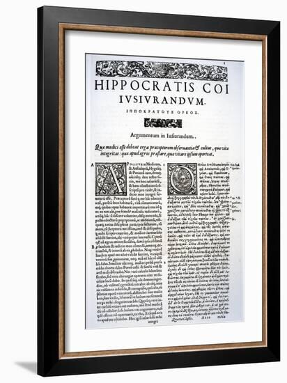 Extract of the Hippocratic Oath in Latin and Greek, 1588 (Vellum)-Italian-Framed Giclee Print