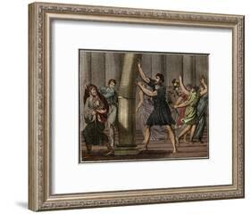 Extraordinary strength of Milo of Croton (Milon de Crotone)-French School-Framed Giclee Print