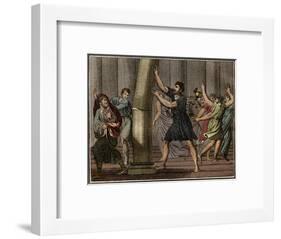 Extraordinary strength of Milo of Croton (Milon de Crotone)-French School-Framed Giclee Print