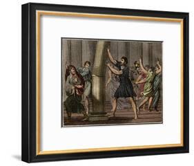 Extraordinary strength of Milo of Croton (Milon de Crotone)-French School-Framed Giclee Print