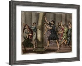Extraordinary strength of Milo of Croton (Milon de Crotone)-French School-Framed Giclee Print