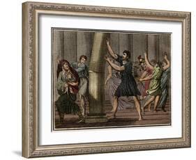 Extraordinary strength of Milo of Croton (Milon de Crotone)-French School-Framed Giclee Print