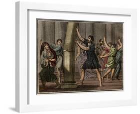 Extraordinary strength of Milo of Croton (Milon de Crotone)-French School-Framed Giclee Print