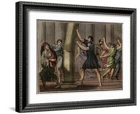 Extraordinary strength of Milo of Croton (Milon de Crotone)-French School-Framed Giclee Print