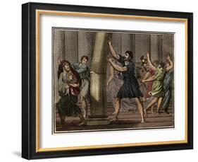 Extraordinary strength of Milo of Croton (Milon de Crotone)-French School-Framed Giclee Print