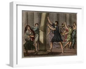 Extraordinary strength of Milo of Croton (Milon de Crotone)-French School-Framed Giclee Print