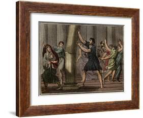 Extraordinary strength of Milo of Croton (Milon de Crotone)-French School-Framed Giclee Print