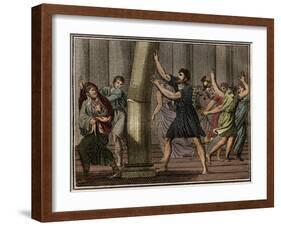 Extraordinary strength of Milo of Croton (Milon de Crotone)-French School-Framed Giclee Print