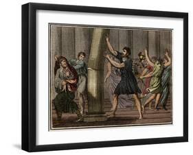 Extraordinary strength of Milo of Croton (Milon de Crotone)-French School-Framed Giclee Print