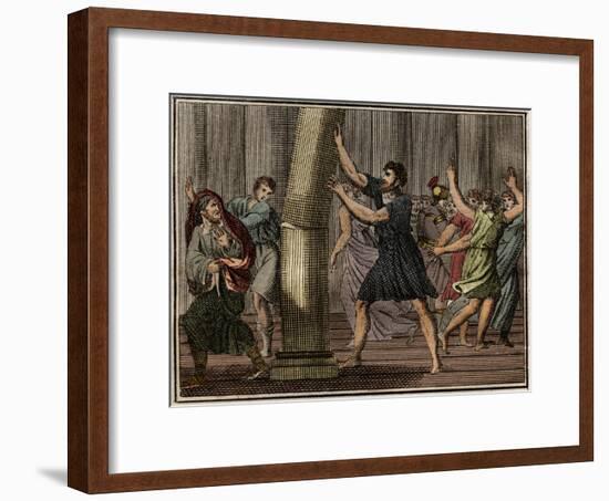 Extraordinary strength of Milo of Croton (Milon de Crotone)-French School-Framed Giclee Print