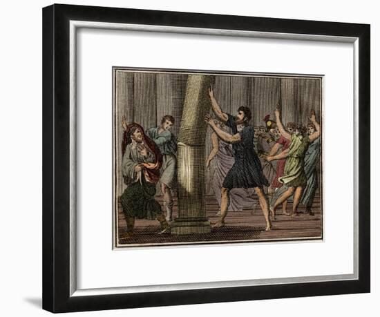 Extraordinary strength of Milo of Croton (Milon de Crotone)-French School-Framed Giclee Print